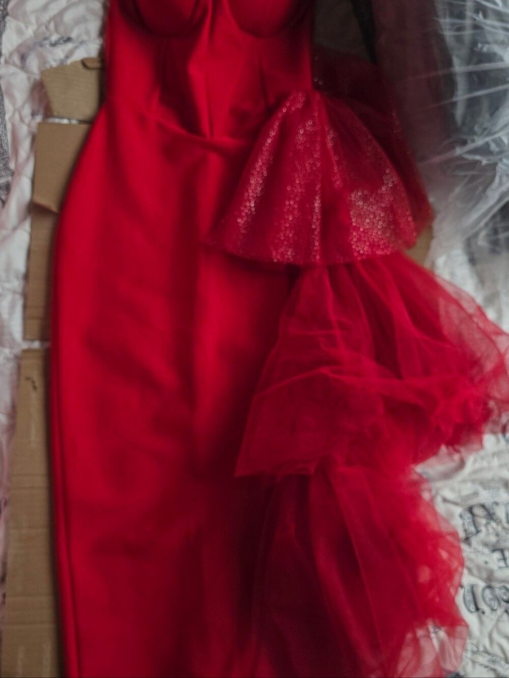 Red Tulle Formal Dress Like New